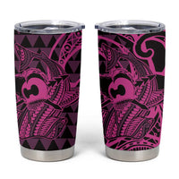 Koa Ikaika Warrior Helmet with Shark Tumbler Cup Pink Kakau Style LT9 Pink - Polynesian Pride