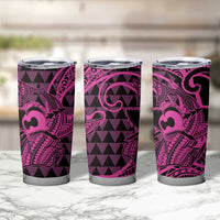 Koa Ikaika Warrior Helmet with Shark Tumbler Cup Pink Kakau Style LT9 - Polynesian Pride