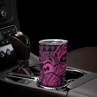 Koa Ikaika Warrior Helmet with Shark Tumbler Cup Pink Kakau Style LT9 - Polynesian Pride