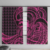 Koa Ikaika Warrior Helmet with Shark Window Curtain Pink Kakau Style LT9 With Hooks Pink - Polynesian Pride