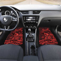 Koa Ikaika Warrior Helmet with Shark Car Mats Red Kakau Style LT9 Set 2pcs - Front Red - Polynesian Pride