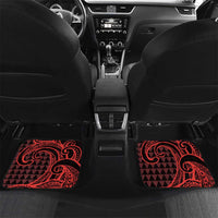 Koa Ikaika Warrior Helmet with Shark Car Mats Red Kakau Style LT9 Set 2pcs - Back Red - Polynesian Pride