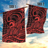 Koa Ikaika Warrior Helmet with Shark Garden Flag Red Kakau Style LT9 - Polynesian Pride