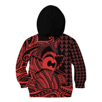 Koa Ikaika Warrior Helmet with Shark Kid Hoodie Red Kakau Style