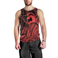 Koa Ikaika Warrior Helmet with Shark Men Tank Top Red Kakau Style LT9 - Polynesian Pride