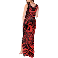Koa Ikaika Warrior Helmet with Shark Tank Maxi Dress Red Kakau Style LT9 - Polynesian Pride