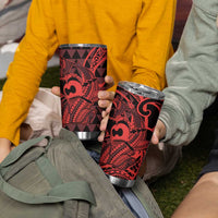 Koa Ikaika Warrior Helmet with Shark Tumbler Cup Red Kakau Style LT9 - Polynesian Pride