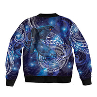 North Island Kokako and South Island Kokako Bomber Jacket New Zealand Native Bird with Galaxy Vibe