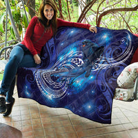 North Island Kokako and South Island Kokako Quilt New Zealand Native Bird with Galaxy Vibe