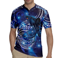 North Island Kokako and South Island Kokako Rugby Jersey New Zealand Native Bird with Galaxy Vibe