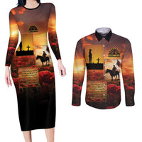 ANZAC Day Film Reel Lest We Forget Couples Matching Long Sleeve Bodycon Dress and Long Sleeve Button Shirt Australia NZ Memorial