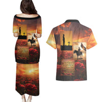 ANZAC Day Film Reel Lest We Forget Couples Matching Puletasi and Hawaiian Shirt Australia NZ Memorial