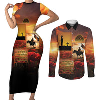 ANZAC Day Film Reel Lest We Forget Couples Matching Short Sleeve Bodycon Dress and Long Sleeve Button Shirt Australia NZ Memorial