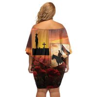 ANZAC Day Film Reel Lest We Forget Family Matching Off Shoulder Short Dress and Hawaiian Shirt Australia NZ Memorial