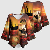 ANZAC Day Film Reel Lest We Forget Kimono Sleeve Blouse Australia NZ Memorial