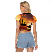 ANZAC Day Film Reel Lest We Forget Raglan Cropped T Shirt Australia NZ Memorial LT9 - Polynesian Pride