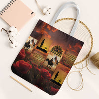 ANZAC Day Film Reel Lest We Forget Tote Bag Australia NZ Memorial LT9 White Strap One Size Red - Polynesian Pride