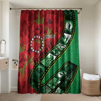 Personalised Cook Islands ANZAC 1915-2026 Filmstrip Bathroom Set Lest We Forget 25 April LT9 Shower Curtain Only Green - Polynesian Pride