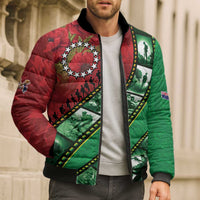 Personalised Cook Islands ANZAC 1915-2026 Filmstrip Bomber Puffer Jacket Lest We Forget 25 April LT9 - Polynesian Pride