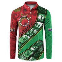 Personalised Cook Islands ANZAC 1915-2026 Filmstrip Button Sweatshirt Lest We Forget 25 April LT9 Green - Polynesian Pride