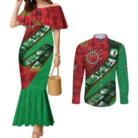 Personalised Cook Islands ANZAC 1915-2026 Filmstrip Couples Matching Mermaid Dress and Long Sleeve Button Shirt Lest We Forget 25 April