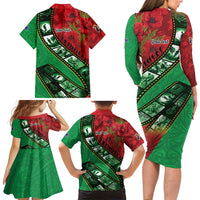 Personalised Cook Islands ANZAC 1915-2026 Filmstrip Family Matching Long Sleeve Bodycon Dress and Hawaiian Shirt Lest We Forget 25 April