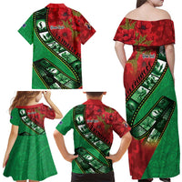 Personalised Cook Islands ANZAC 1915-2026 Filmstrip Family Matching Off Shoulder Maxi Dress and Hawaiian Shirt Lest We Forget 25 April