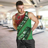 Personalised Cook Islands ANZAC 1915-2026 Filmstrip Men Tank Top Lest We Forget 25 April LT9 Green - Polynesian Pride