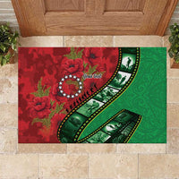 Personalised Cook Islands ANZAC 1915-2026 Filmstrip Rubber Doormat Lest We Forget 25 April LT9 Green - Polynesian Pride
