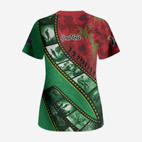 Personalised Cook Islands ANZAC 1915-2026 Filmstrip Scrub Top Lest We Forget 25 April LT9 - Polynesian Pride