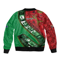 Personalised Cook Islands ANZAC 1915-2026 Filmstrip Sleeve Zip Bomber Jacket Lest We Forget 25 April LT9 - Polynesian Pride