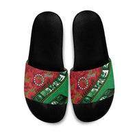 Personalised Cook Islands ANZAC 1915-2026 Filmstrip Slide Sandals Lest We Forget 25 April LT9 Green - Polynesian Pride