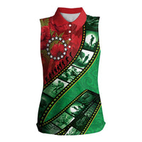 Personalised Cook Islands ANZAC 1915-2026 Filmstrip Women Sleeveless Polo Shirt Lest We Forget 25 April