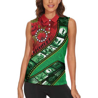 Personalised Cook Islands ANZAC 1915-2026 Filmstrip Women Sleeveless Polo Shirt Lest We Forget 25 April