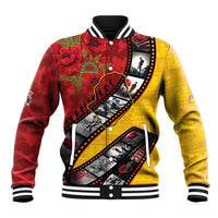 Personalised Niue ANZAC 1915-2026 Filmstrip Baseball Jacket Lest We Forget 25 April LT9 Unisex Gold - Polynesian Pride