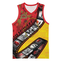 Personalised Niue ANZAC 1915-2026 Filmstrip Basketball Jersey Lest We Forget 25 April LT9 Unisex Gold - Polynesian Pride