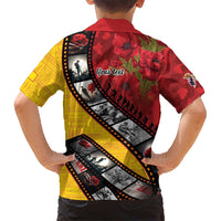 Personalised Niue ANZAC 1915-2026 Filmstrip Family Matching Off The Shoulder Long Sleeve Dress and Hawaiian Shirt Lest We Forget 25 April LT9 - Polynesian Pride