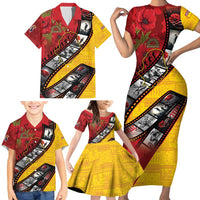 Personalised Niue ANZAC 1915-2026 Filmstrip Family Matching Short Sleeve Bodycon Dress and Hawaiian Shirt Lest We Forget 25 April LT9 - Polynesian Pride