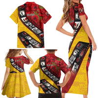 Personalised Niue ANZAC 1915-2026 Filmstrip Family Matching Short Sleeve Bodycon Dress and Hawaiian Shirt Lest We Forget 25 April LT9 - Polynesian Pride