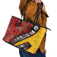Personalised Niue ANZAC 1915-2026 Filmstrip Leather Tote Bag Lest We Forget 25 April LT9 - Polynesian Pride