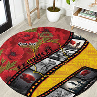Personalised Niue ANZAC 1915-2026 Filmstrip Round Carpet Lest We Forget 25 April LT9 Gold - Polynesian Pride
