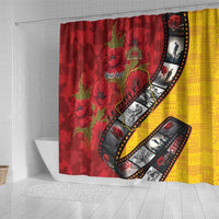 Personalised Niue ANZAC 1915-2026 Filmstrip Shower Curtain Lest We Forget 25 April LT9 - Polynesian Pride