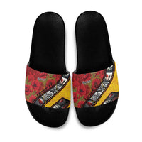 Personalised Niue ANZAC 1915-2026 Filmstrip Slide Sandals Lest We Forget 25 April LT9 Gold - Polynesian Pride