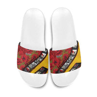 Personalised Niue ANZAC 1915-2026 Filmstrip Slide Sandals Lest We Forget 25 April LT9 Gold - Polynesian Pride