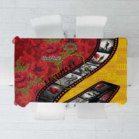 Personalised Niue ANZAC 1915-2026 Filmstrip Tablecloth Lest We Forget 25 April LT9 Gold - Polynesian Pride