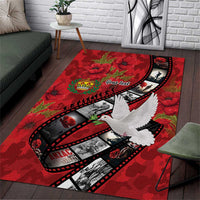 Personalised Tonga ANZAC 1915-2026 Filmstrip Area Rug Lest We Forget 25 April LT9 Red - Polynesian Pride