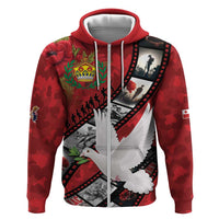 Personalised Tonga ANZAC 1915-2026 Filmstrip Hoodie Lest We Forget 25 April LT9 Zip Hoodie Red - Polynesian Pride