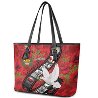 Personalised Tonga ANZAC 1915-2026 Filmstrip Leather Tote Bag Lest We Forget 25 April LT9 - Polynesian Pride