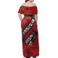 Personalised Tonga ANZAC 1915-2026 Filmstrip Off Shoulder Maxi Dress Lest We Forget 25 April LT9 - Polynesian Pride