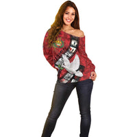 Personalised Tonga ANZAC 1915-2026 Filmstrip Off Shoulder Sweater Lest We Forget 25 April LT9 - Polynesian Pride